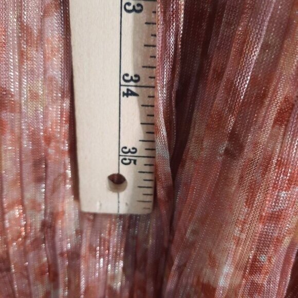 Haute Nites Metallic Orange Brown Sheer Maxi Dress - Picture 10 of 14